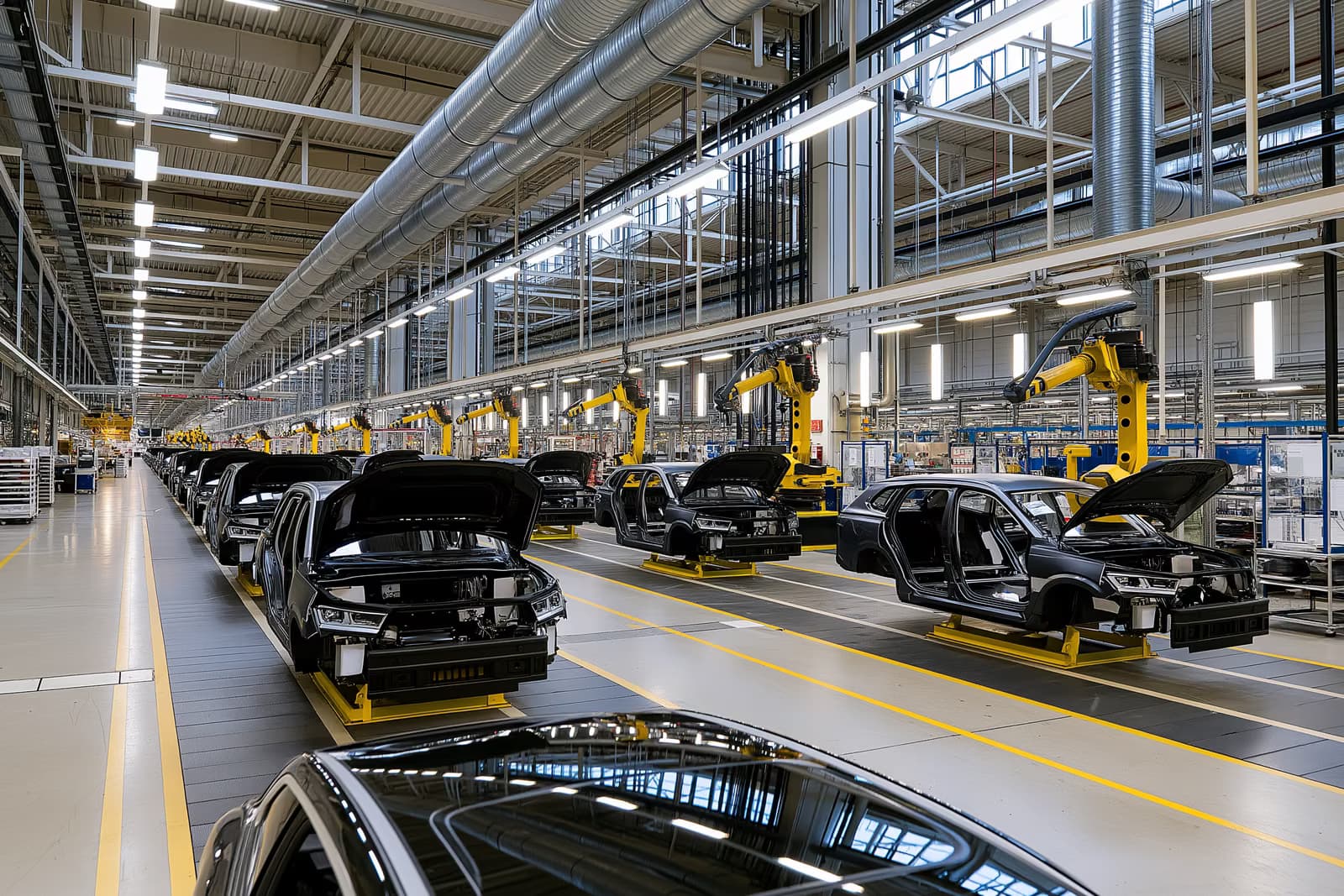Robotkarok szüneteltek befejezetlen autókarosszériák felett a Volkswagen összeszerelő során, miközben folytatódik a vita a VW gyárbezárásairól.